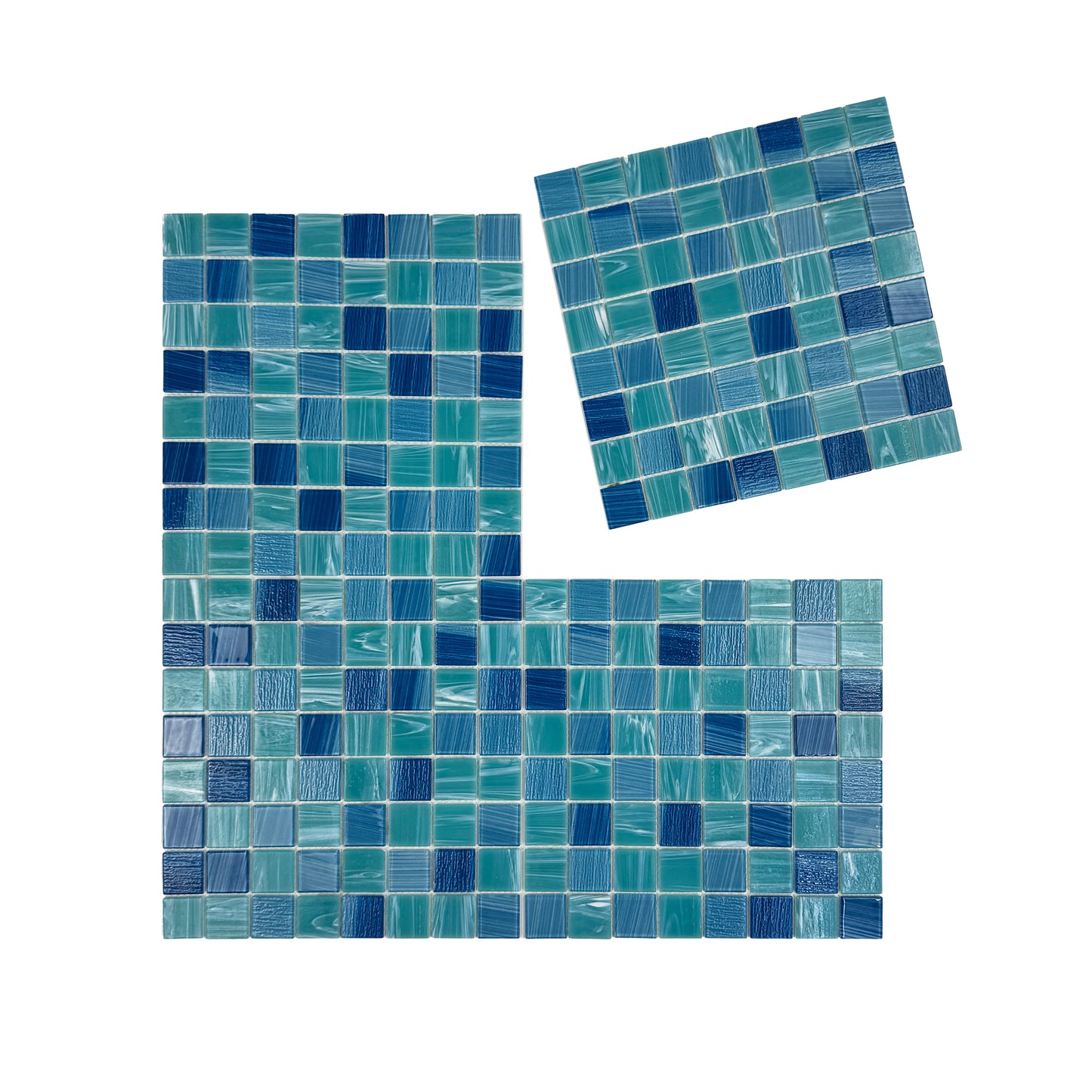 Noble Haven Tiffany Blue & French Blue & Light Blue Mixed Cloud Hand-Drown Crystal Glass Mosaic