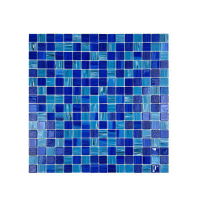 Noble Haven Aqua Blue & Klein Blue Mixed Cloud Hand-Drown Crystal Glass Mosaic