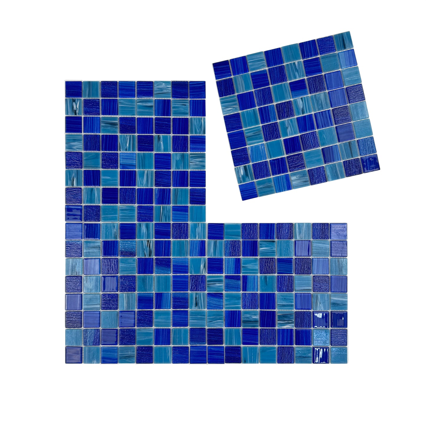 Noble Haven Aqua Blue & Klein Blue Mixed Cloud Hand-Drown Crystal Glass Mosaic