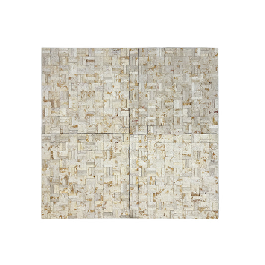 Radiant Eclipse Sunny Beige Split Woven Shape Marble Mosaic