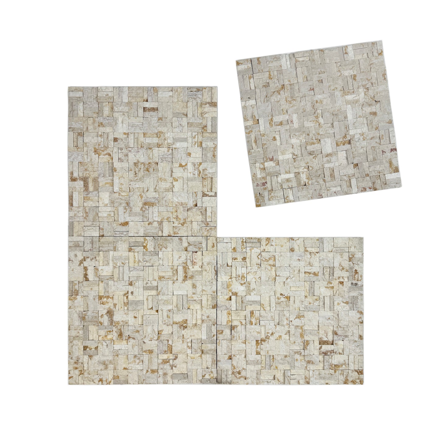 Radiant Eclipse Sunny Beige Split Woven Shape Marble Mosaic