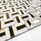 Radiant Eclipse Sunny Beige & Golden Stainless Steel Split Woven Shape Marble Mosaic