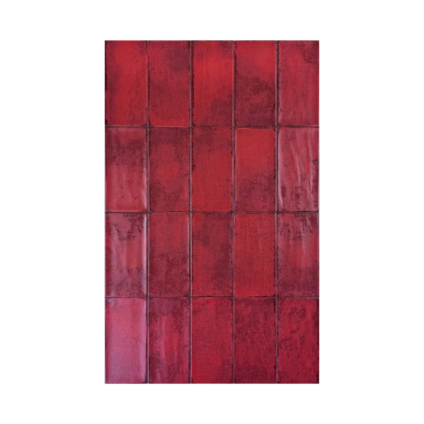 Spanish Timeless Tones  Ruby Red Matte Ceramic Artisanal Tile