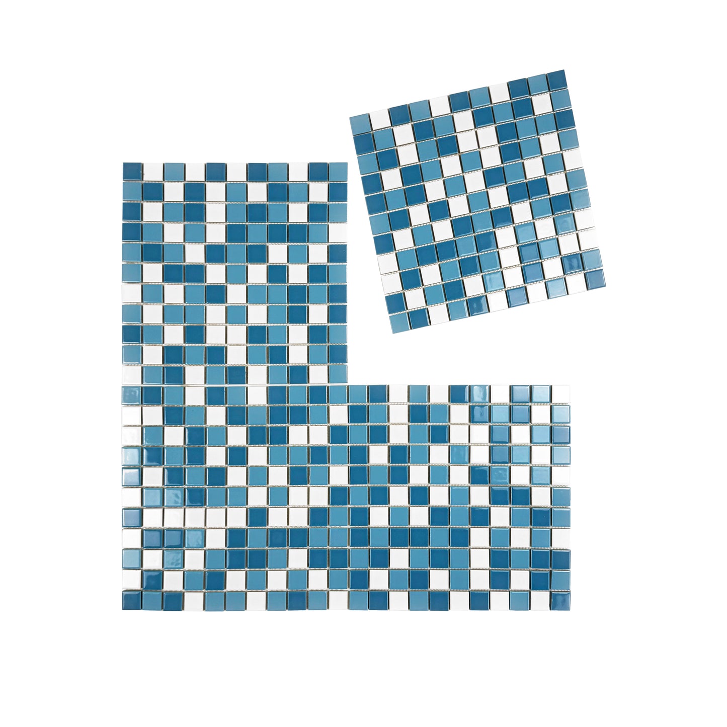 Azure Harmony Baby Blue & Light Blue & White Mixed Ordinary Glazed Porcelain Mosaic