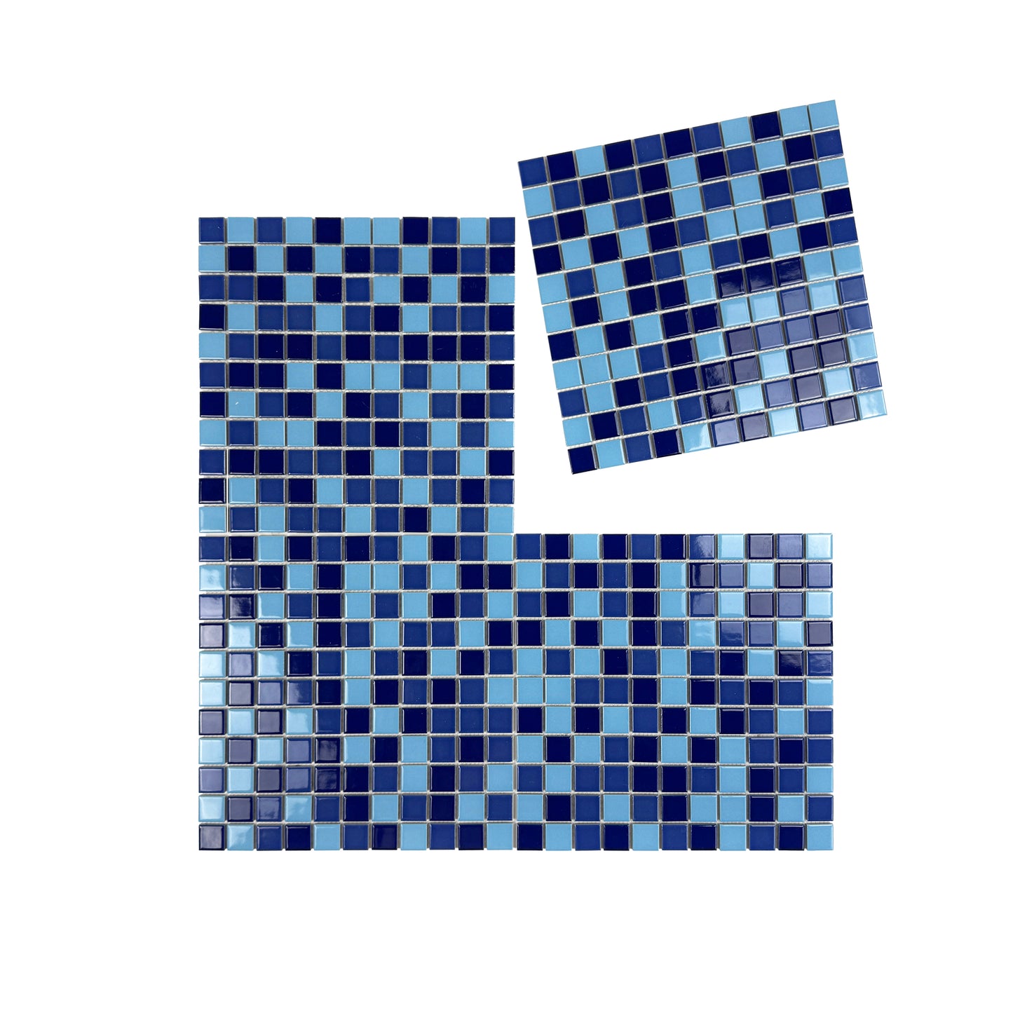 Azure Harmony Baby Blue & Navy Blue & Royal Blue Mixed Ordinary Glazed Porcelain Mosaic