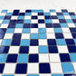 Azure Harmony White & Light Blue & Midnight Blue Mixed  Ordinary Glazed Porcelain Mosaic