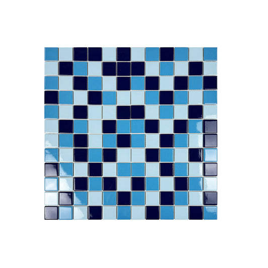 Azure Harmony Light Blue & Cobalt Blue & Midnight Blue Mixed  Ordinary Glazed Porcelain Mosaic