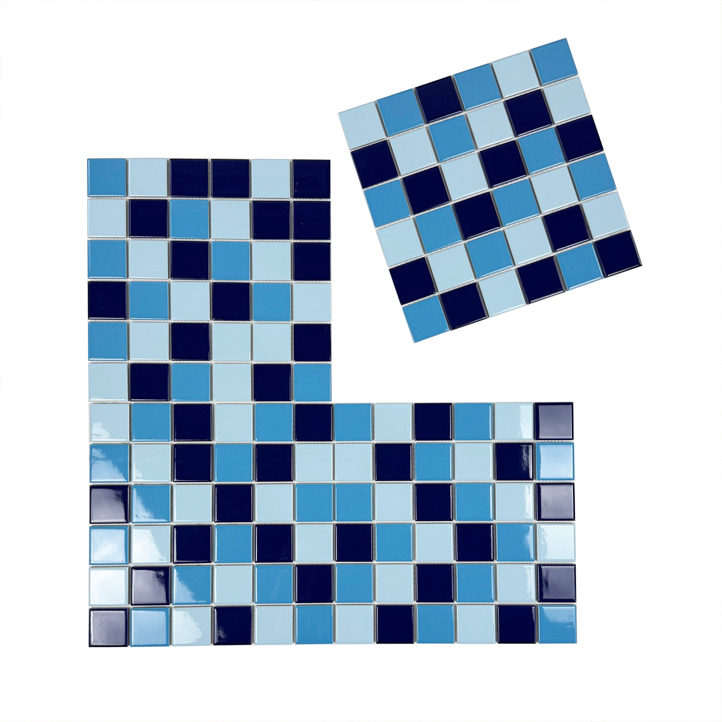 Azure Harmony Light Blue & Cobalt Blue & Midnight Blue Mixed  Ordinary Glazed Porcelain Mosaic