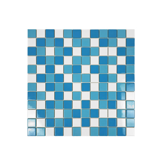 Azure Harmony White & Sky Blue & Light Blue Mixed  Ordinary Glazed Porcelain Mosaic