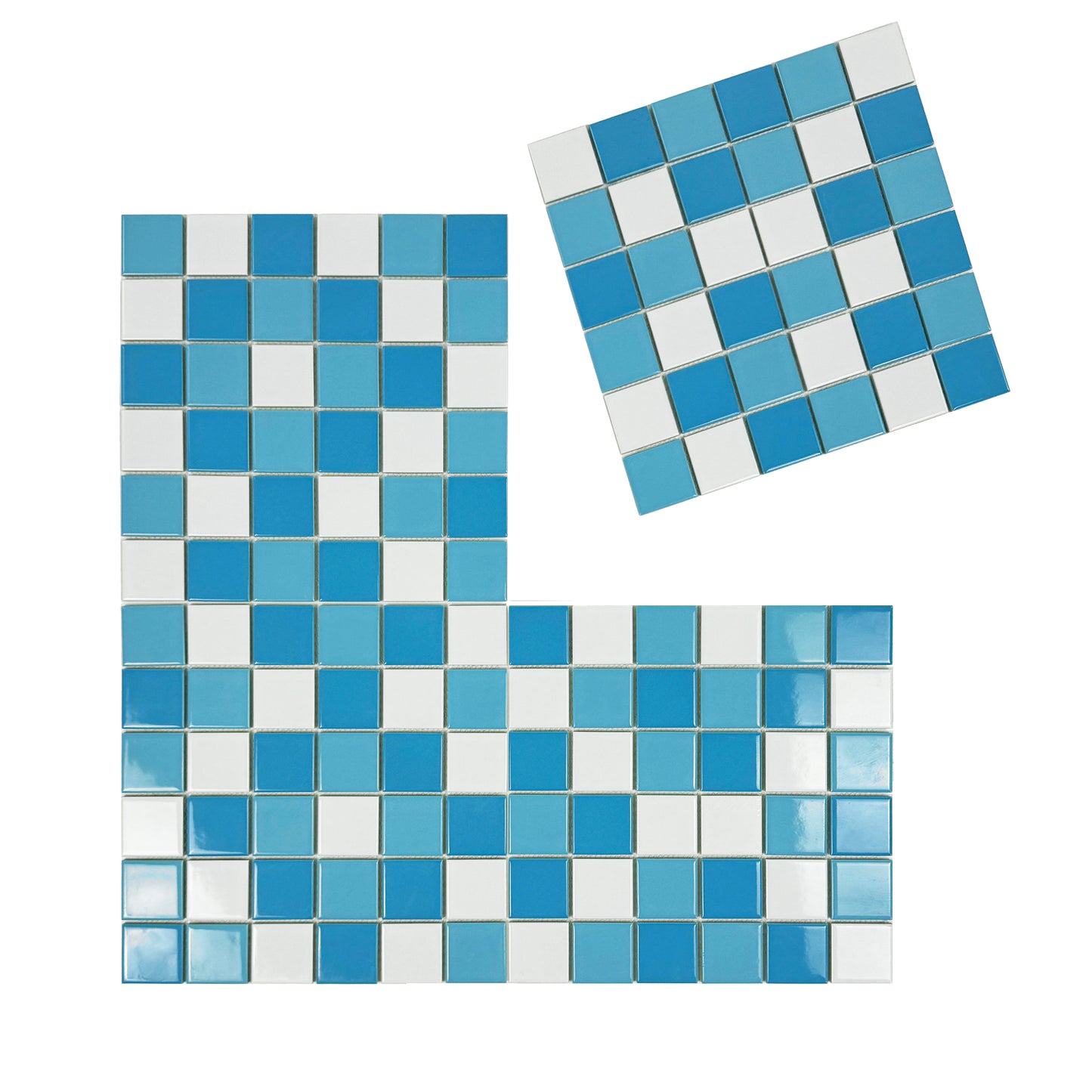 Azure Harmony White & Sky Blue & Light Blue Mixed  Ordinary Glazed Porcelain Mosaic