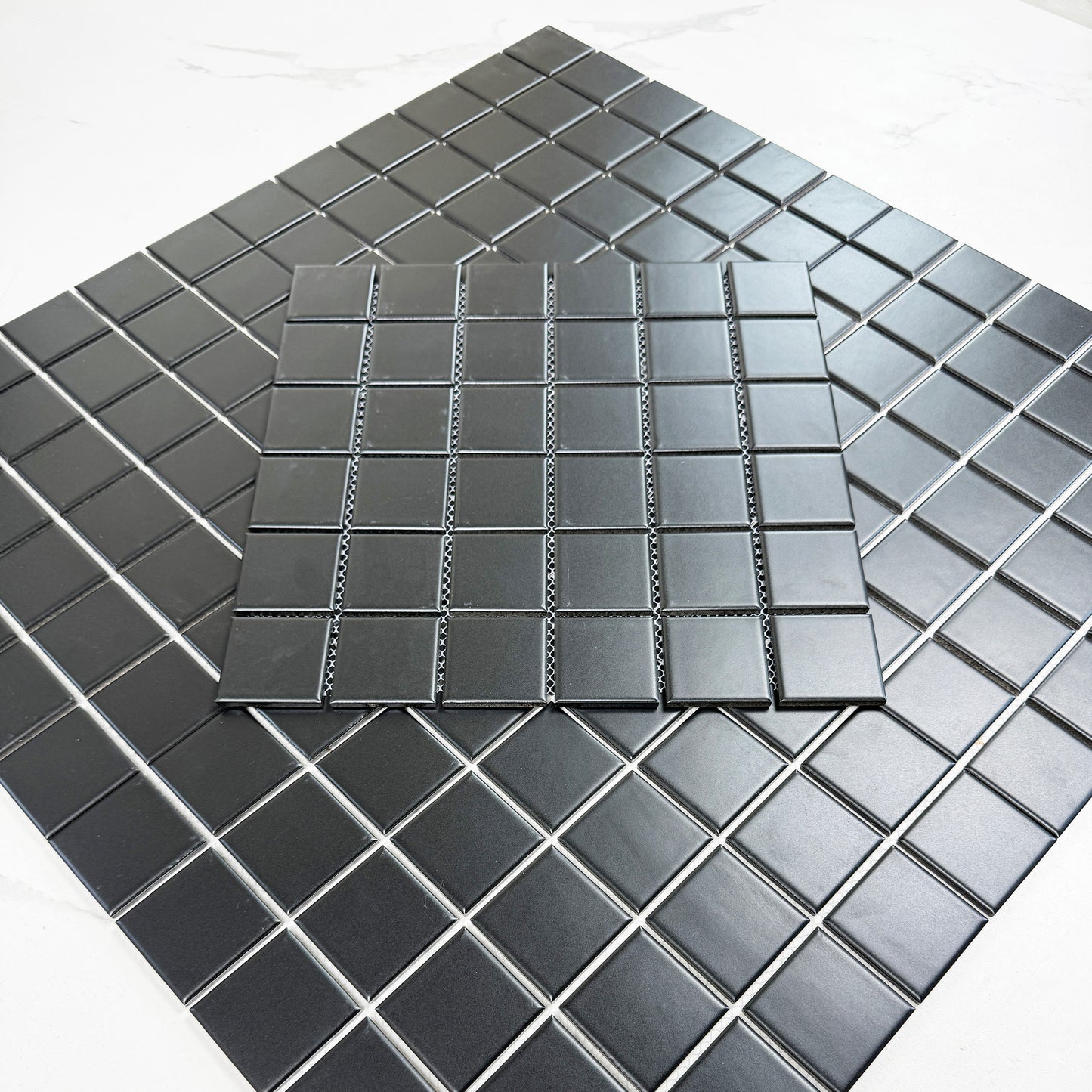 Azure Harmony Black Glossy  Ordinary Glazed Porcelain Mosaic