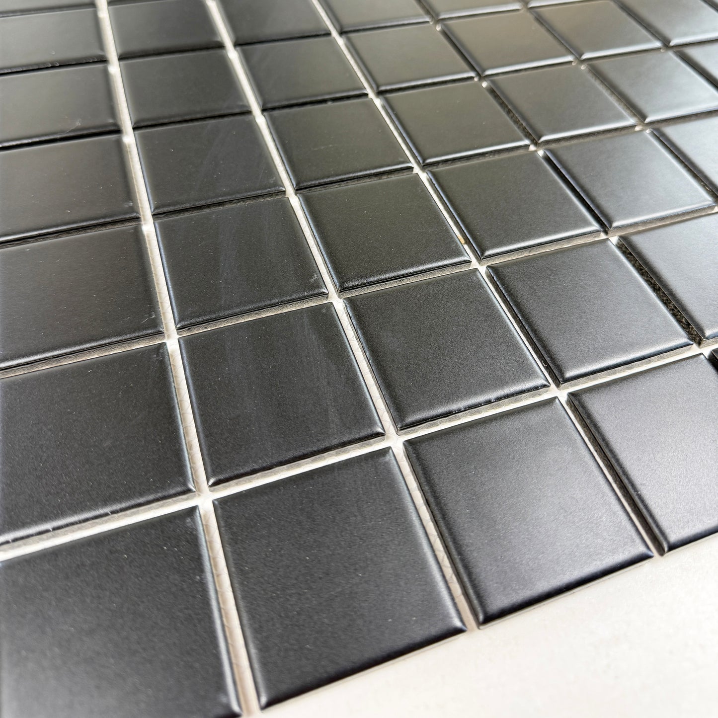 Azure Harmony Black Matte Plain Deisgn Ordinary Glazed Porcelain Mosaic