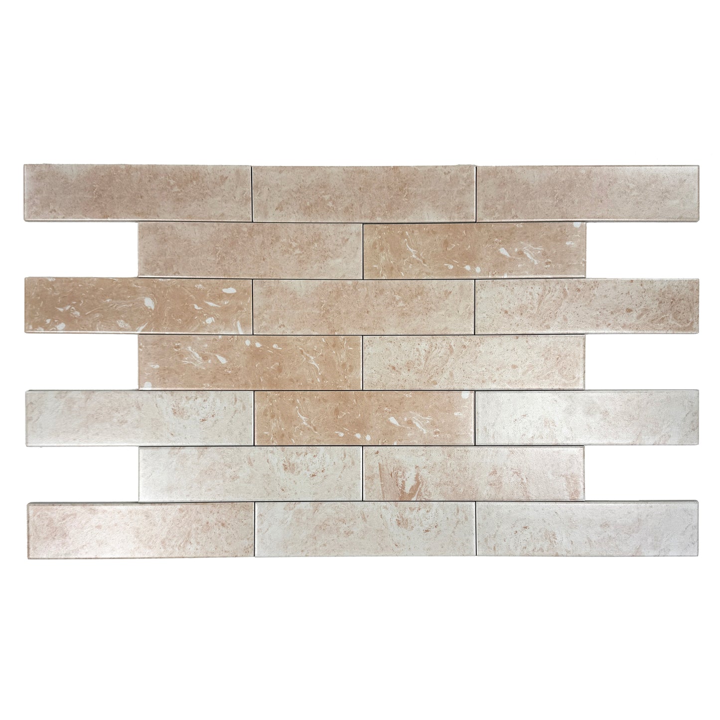 Light Sandy Beige& Creamy Off-White Mixed Porcelain Subway Tile-Artisanal Tile