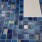 Noble Haven Light Blue & Navy Blue & Golden Color Mixed Cloud Hand-Drown Crystal Glass Mosaic