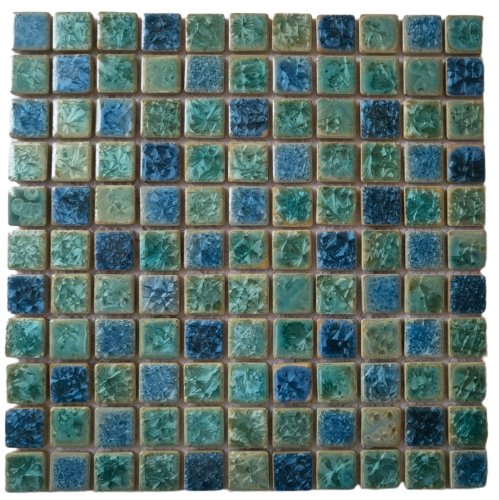 Blue&Green Iced Flower Ceramic Mosaic 25x25mm