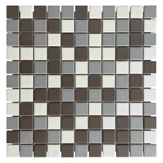 White&Black&Grey Mix Plain Glazed Porcelain Mosaic 25x25mm