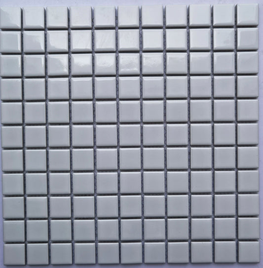 White Blue Mix Plain Glazed Porcelain Mosaic 25x25mm