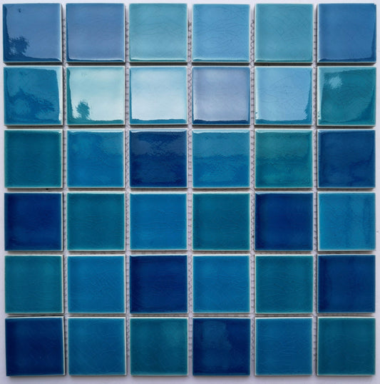 Blue Mix Crack Porcelain Mosaic 48x48mm