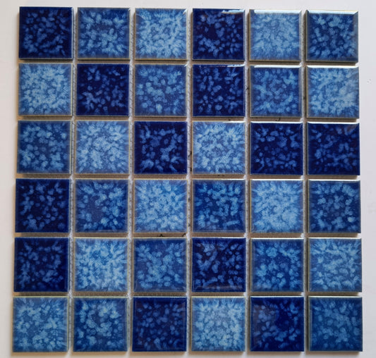 Mix Blue Iced Flower Kiln Vary Porcelain Mosaic 48x48mm