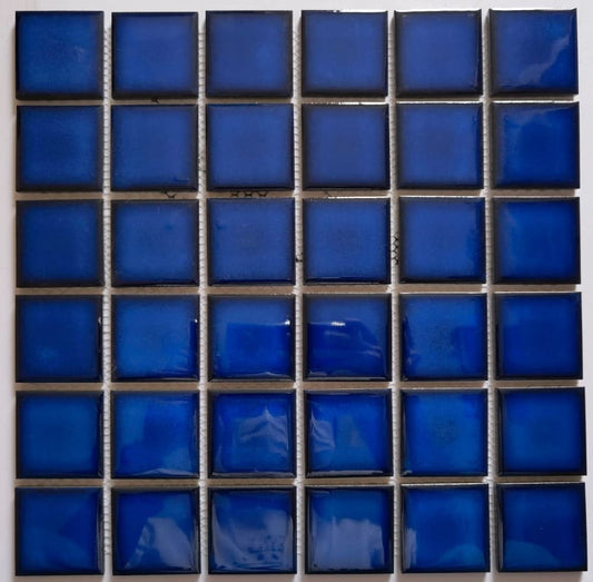 Dark Blue Plain Kiln Vary Porcelain Mosaic 48x48mm