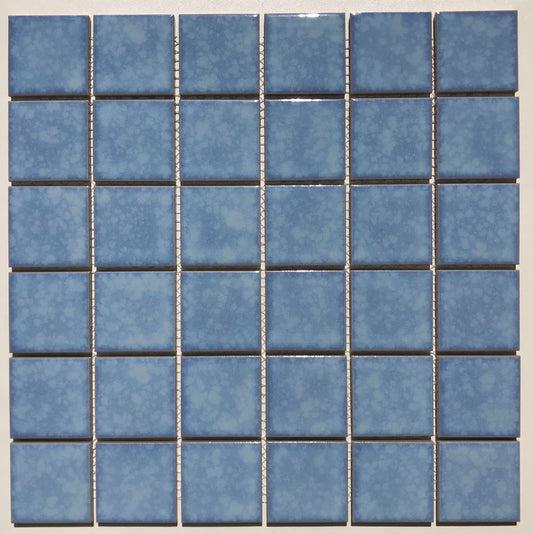 Light Blue Iced Flower Kiln Vary Porcelain Mosaic 48x48mm