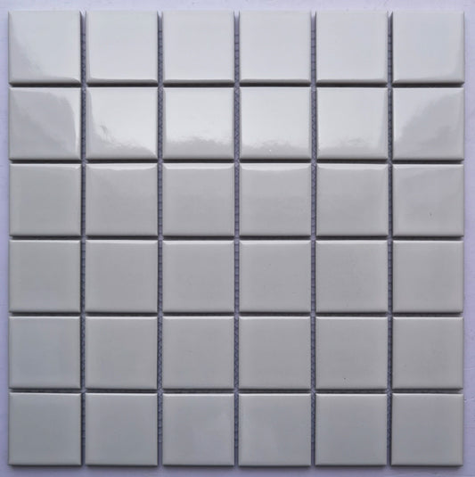 White Plain Glazed Porcelain Mosaic 48x48mm