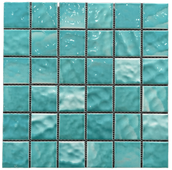 Light Green Wave Pattern Kiln Vary Porcelain Mosaic 48x48mm