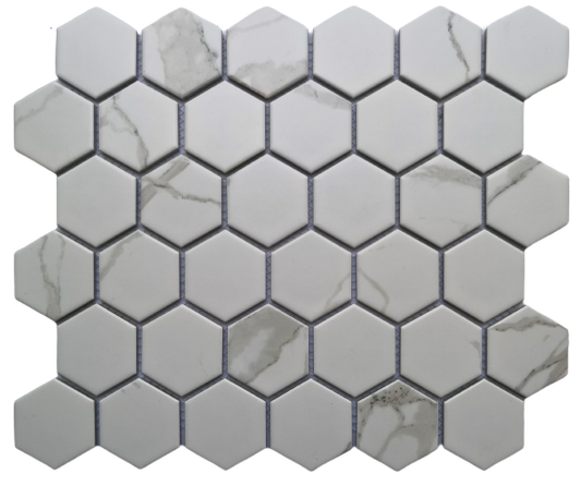 Carrara Design Hexagon Ceramic Mosaic 48x48mm