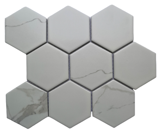 Carrara Design Hexagon Ceramic Mosaic 95x95mm