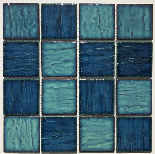 Green Mix 3D Kiln Vary Porcelain Mosaic 73x73mm