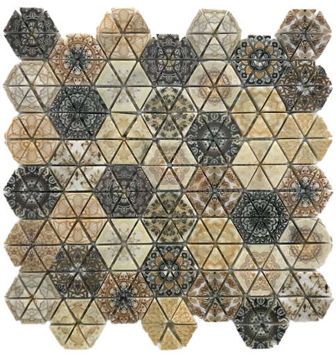 Yellow Printed Triangle Hexagon Mosaic