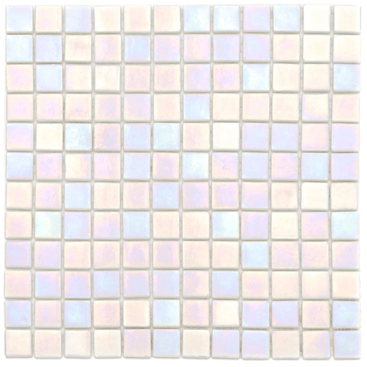 Colorful White Recycled Glass Mosaic 25x25mm