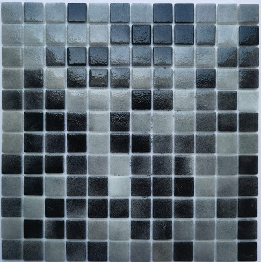 Iridescent  Glass Mosaic Black Grey White Mix