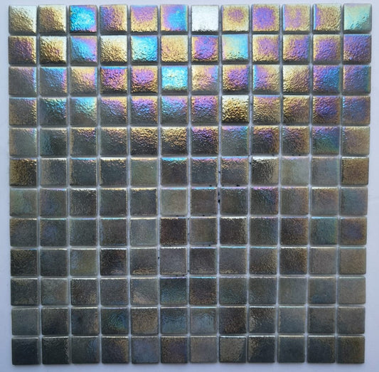 Iridium Iridescent Glass Mosaic Pewter