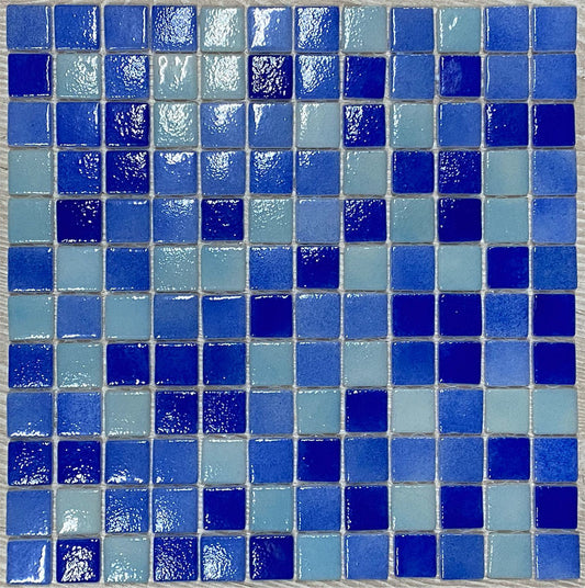 Light Blue Mix Recycled Glass Mosaic 25x25mm