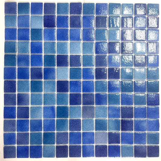 Dark Blue Mix Recycled Glass Mosaic 25x25mm