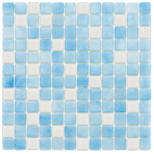 Sky Blue Fosfo Recycled Glass Mosaic 25x25mm