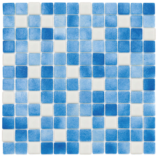 Light Blue Fosfo Recycled Glass Mosaic 25x25mm