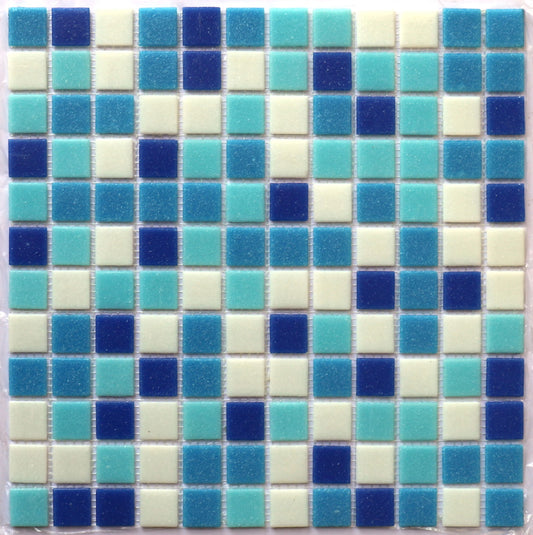 Dark&Light Blue and White Melted  Glass Mosaic 25x25mm