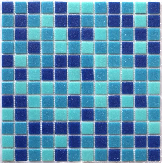 Dark and Light Blue Melted Glass Mosaic 25x25mm