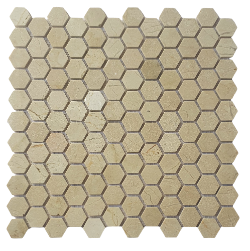 Super Crema Marfil Marble  Hexagon Mosaic 25x25mm