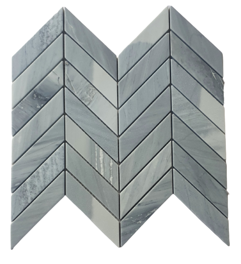 White Grey Hoar Marble Herringbone Mosaic 28x108mm