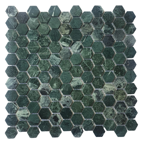 Verde Alpi Marble Hexagon Mosaic 25x25mm