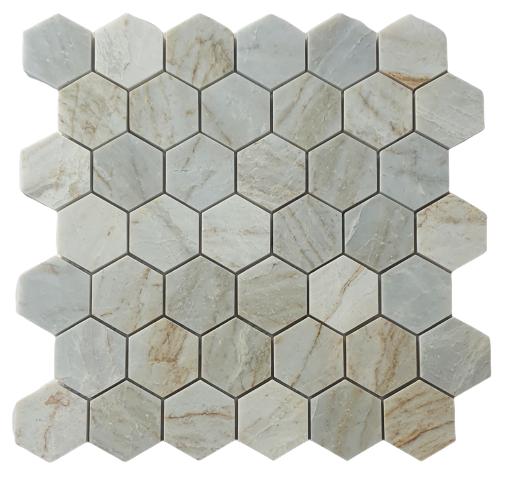 Snow Saussurea Marble Hexagon Mosaic 48x48mm