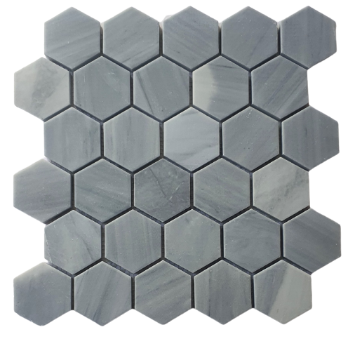 White Grey Hoar Marble Hexagon Mosaic 53x53mm