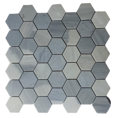 White Grey Hoar Marble Hexagon Mosaic 48x48mm