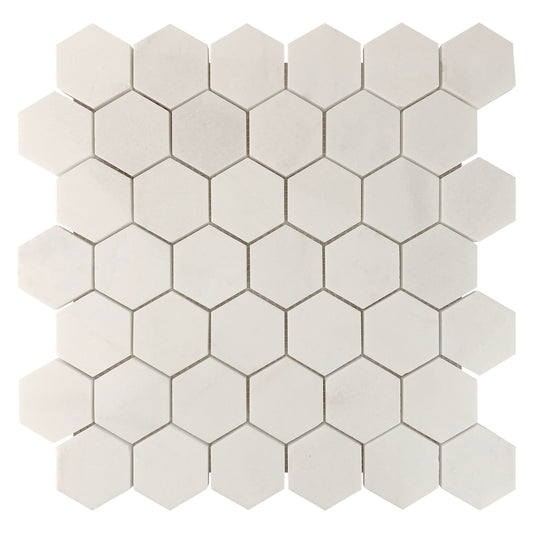 Crystal White Marble Hexagon Mosaic 25x25mm