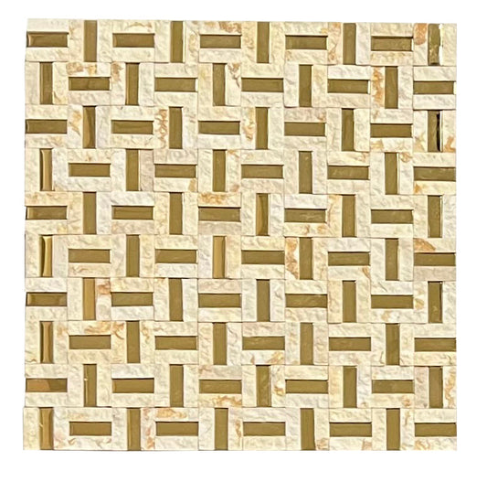 Sunny Beige Split Mix Gold Stainless Steel Mosaic