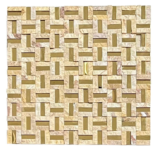 Golden Beige Split Mix Gold Stainless Steel Mosaic