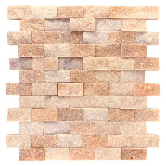 Rose Quartz Split Subway Mosaic 50x25 mm